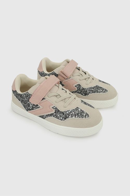 Zapatilla Lifestyle Beige de Niña con Velcro y Cordón Elástico