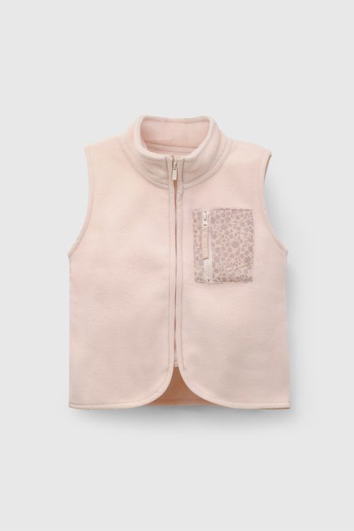 Polerón Polar Niña Infantil Rosado con Cierre y Bolsillo de Flores