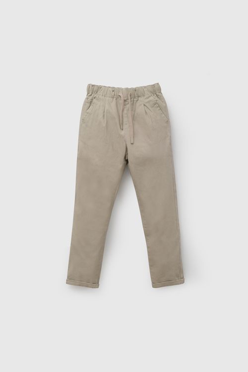 Pantalón de Gabardina Café para Niño de Algodón Spandex