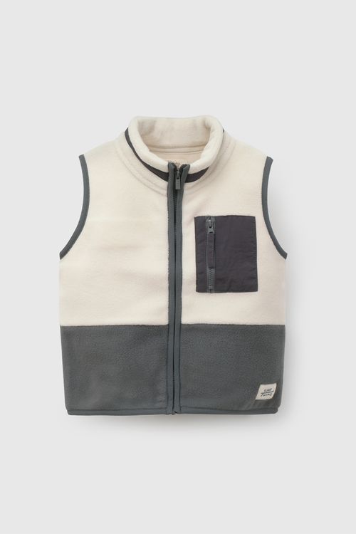Polerón Polar Sin Mangas Bicolor Gris para Niño