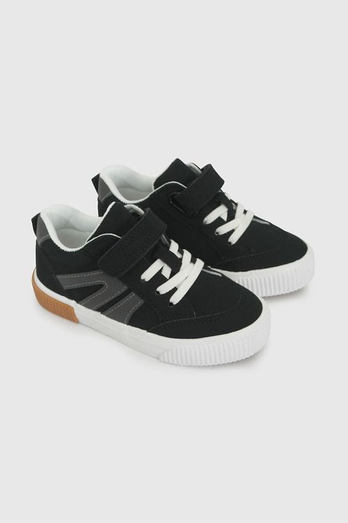 Zapatilla Lifestyle Negra de Niño en Sintético y Textil con Velcro y Suela de Goma
