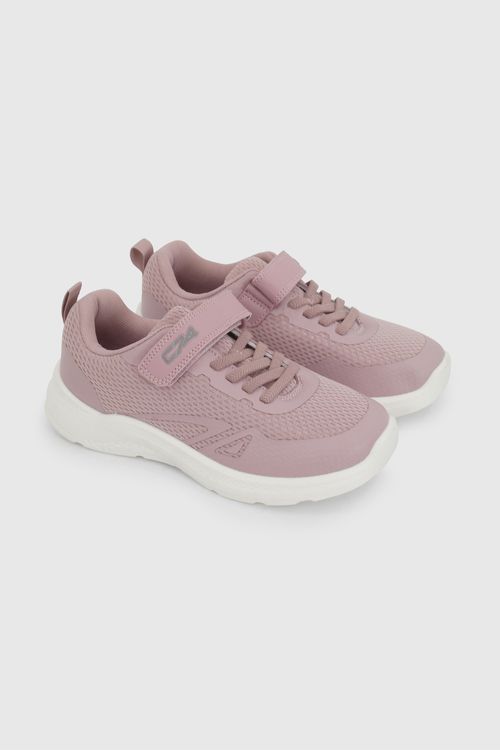 Zapatilla Deportiva Morada de Niña en Textil y PVC con Velcro y Cordón Elástico