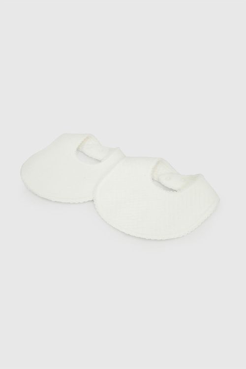 Babero Unisex de Algodón Blanco para Bebé con Broche Impermeable - Pack de 2