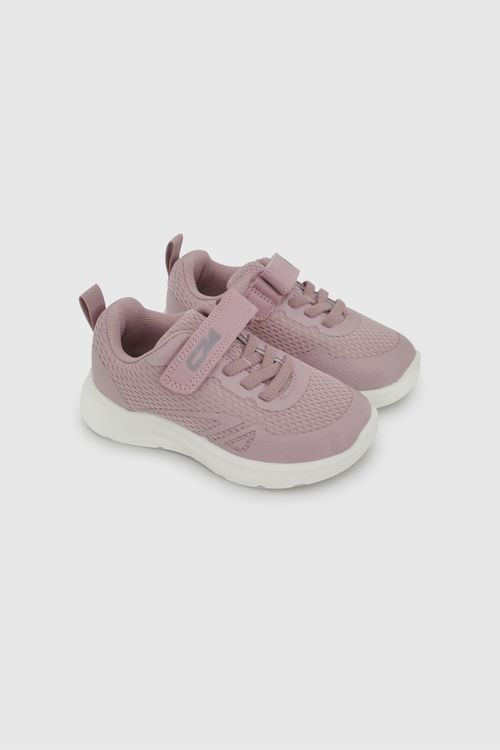 Zapatilla Deportiva Morada de Niña con Velcro y Cordón Elástico