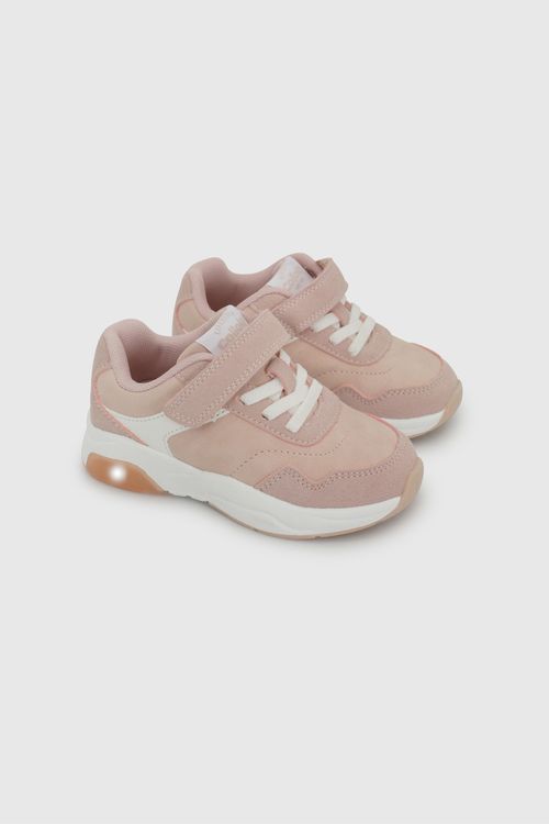 Zapatilla Rosada de Niña con Luces y Velcro