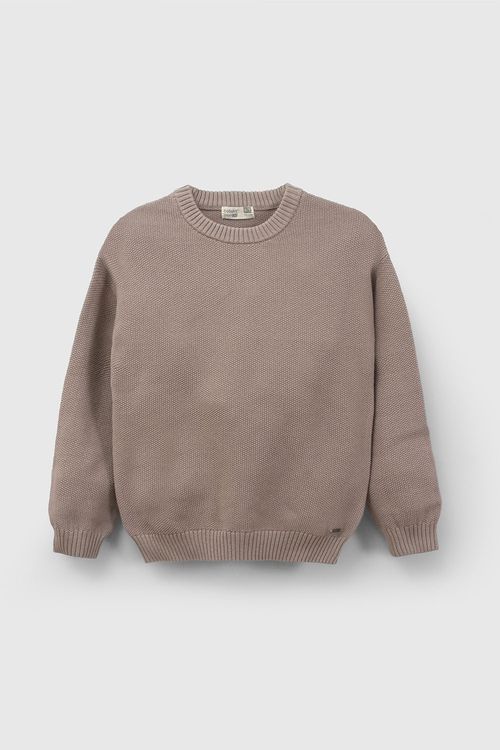 Sweater Infantil de Algodón Café para Niño