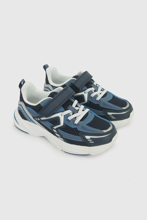 Zapatilla Lifestyle Azul de Niño con Velcro y Cordón Elástico