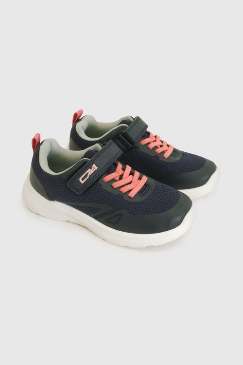 Zapatilla Deportiva Azul para Niña de Textil con Velcro y Cordón Elástico