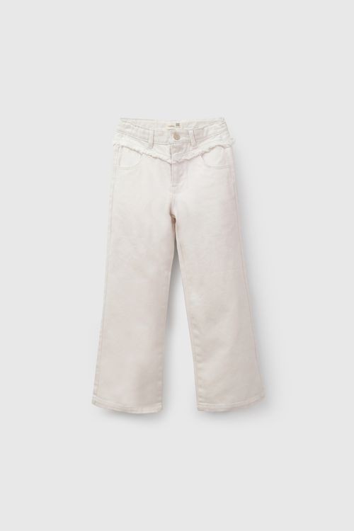 Pantalón Culotte de Gabardina Beige para Niña de Algodón