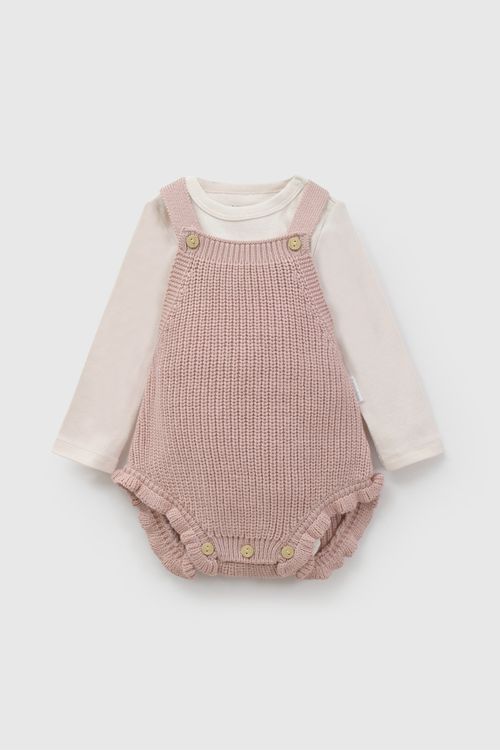 Conjunto Jardinera Body de Bebé Rosado de Algodón