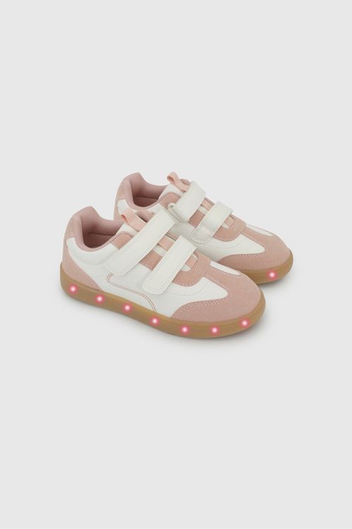 Zapatilla Rosada de Niña con Luces y Velcro