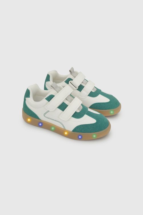 Zapatilla Blanca de Niño con Luces y Velcro