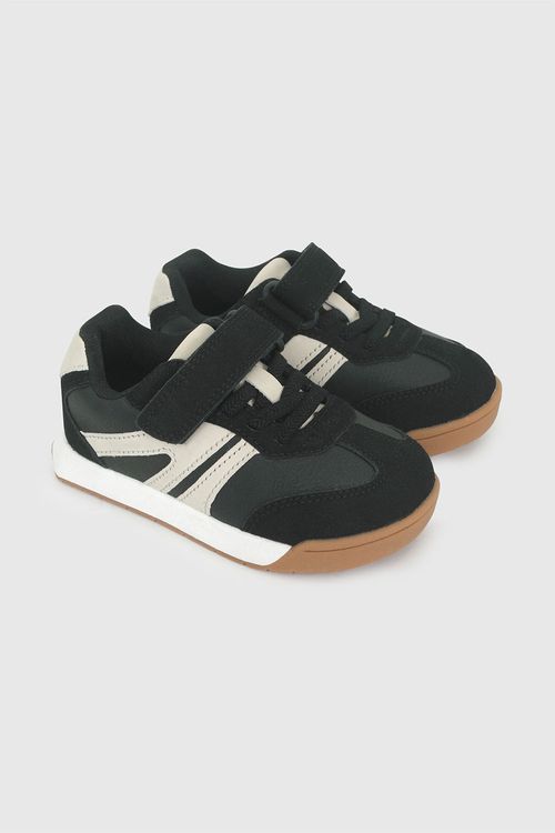 Zapatilla Negra de Niño de Lifestyle con Velcro y Cordón Elástico