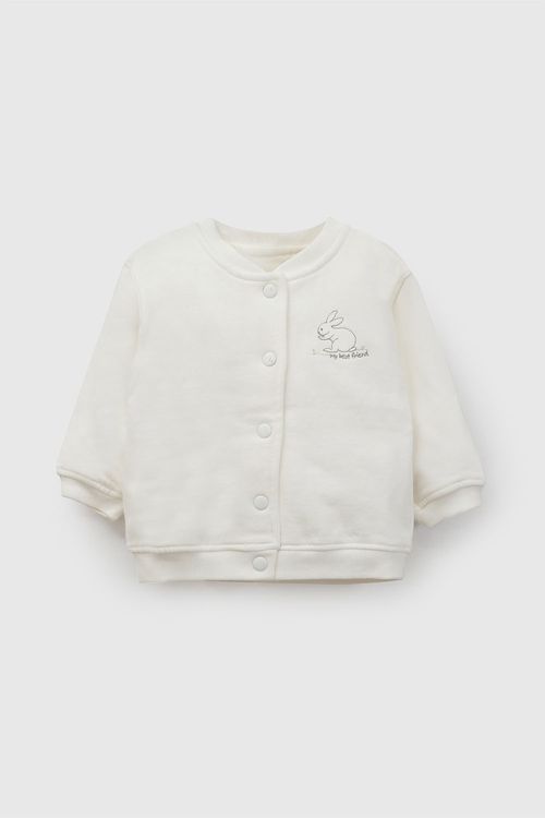 Chaqueta de Bebé Unisex Blanca de Algodón con Botones