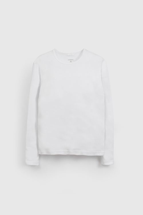 Camiseta de Manga Larga Unisex Blanca de Algodón