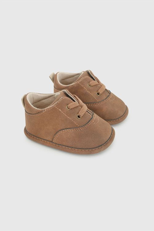 Zapato Café de Bebé de Cordón Elásticado en 100% Sintético y 100% Textil