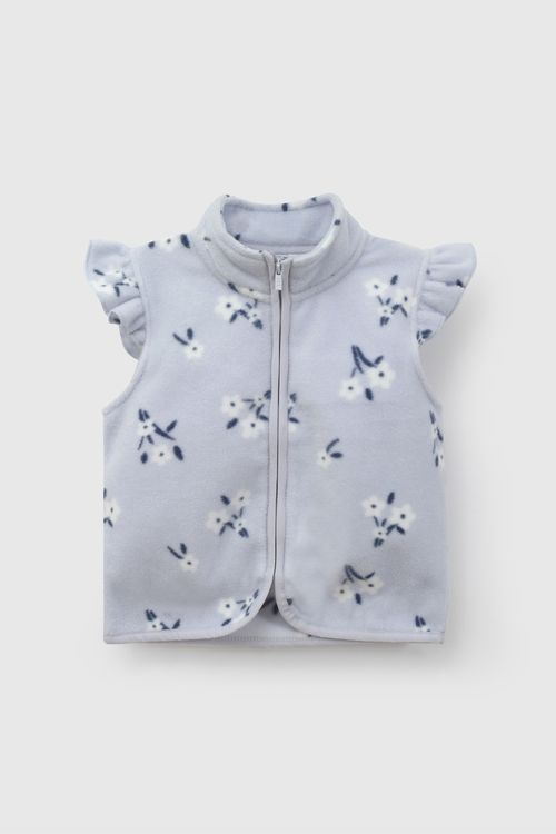Polerón Polar Celeste con Flores para Niña de 6 a 9 meses