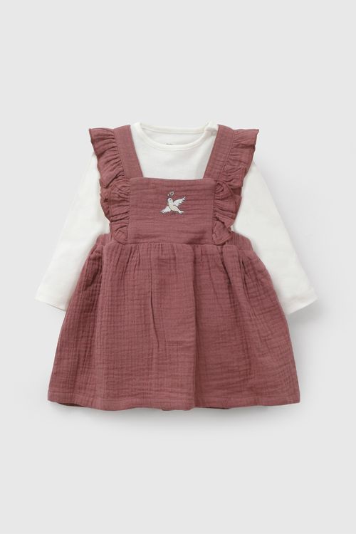 Conjunto Body y Vestido de Bebé Rojo de Algodón