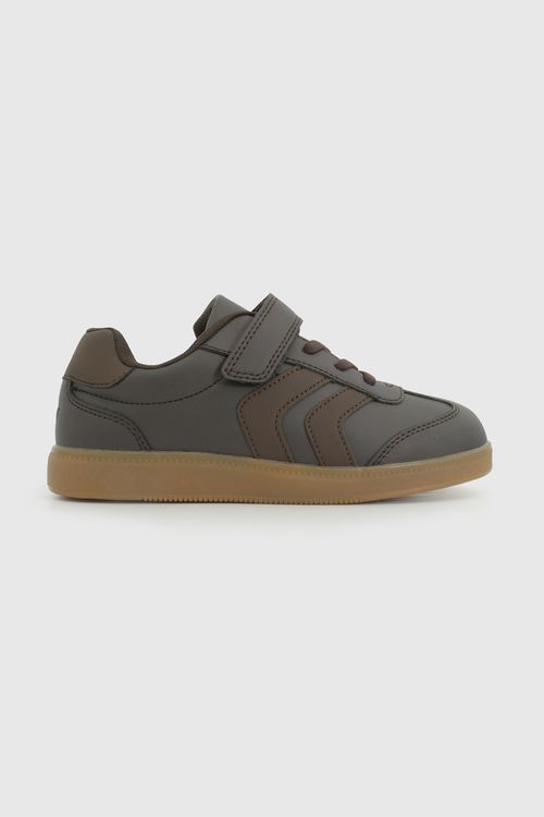 Zapatilla Escolar Café con Velcro y Plantilla de Memory Foam