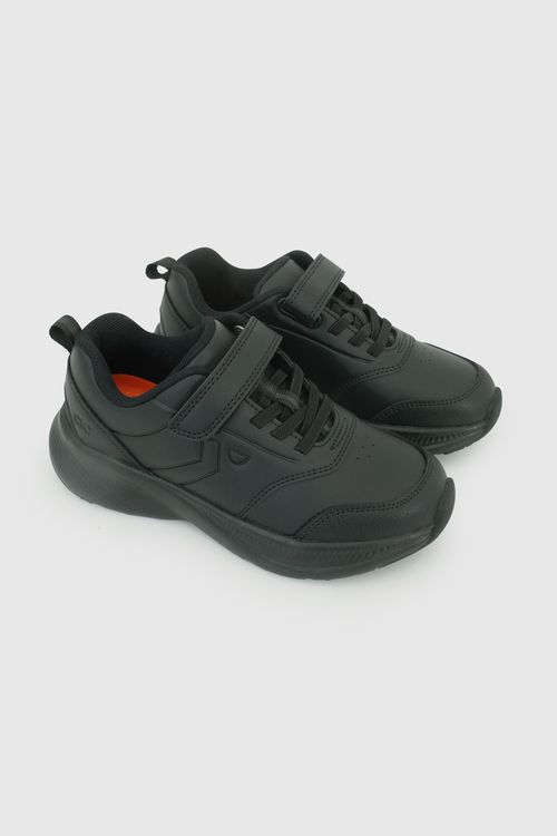 Zapatilla Escolar Negra con Velcro Elástico y Suela Phylon