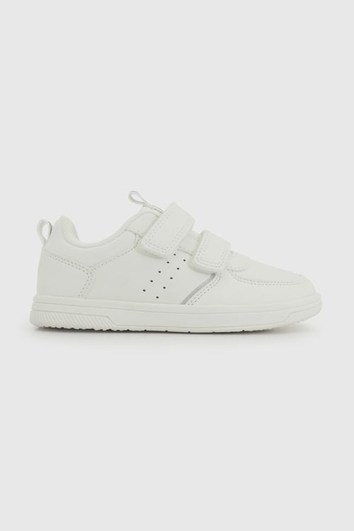 Zapatilla Escolar Blanca con Velcros y Plantilla de Memory Foam