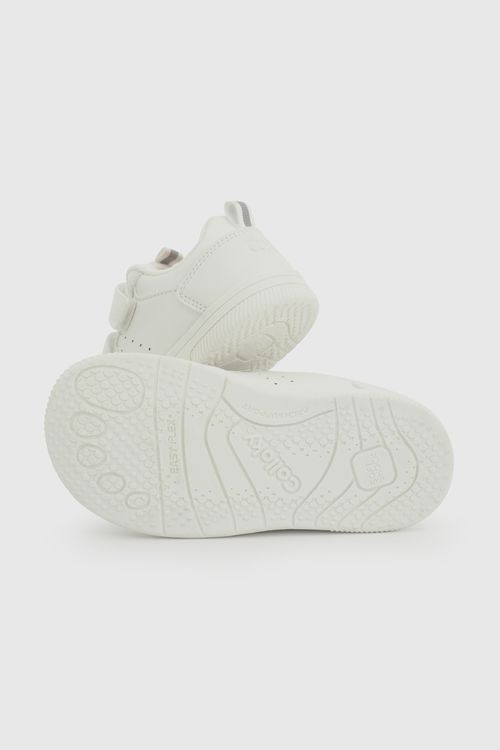Zapatilla Escolar Blanca con Velcros y Plantilla de Memory Foam