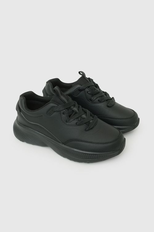 Zapatilla Escolar Negra con Cordones Reflectantes y Suela Phylon Ultra Liviana
