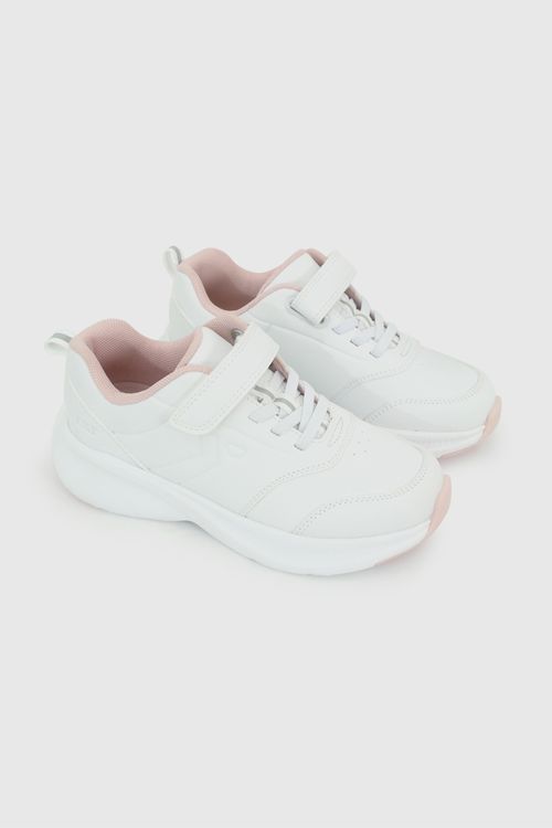Zapatilla Escolar Deportiva Blanca con Velcro Elástico