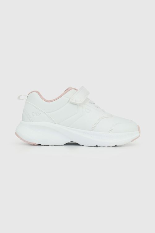 Zapatilla Escolar Deportiva Blanca con Velcro Elástico