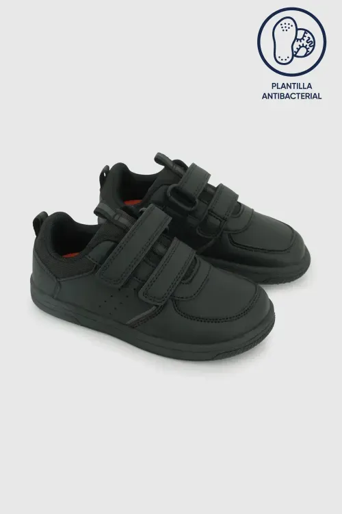 Zapatilla Escolar Deportiva Unisex Negra con Velcros y Suela Phylon