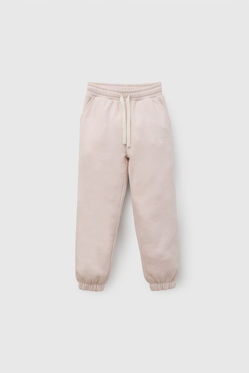 Pantalón Buzo de Niña Rosado de Algodón y Poliéster