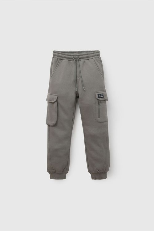 Pantalón Buzo Cargo Verde de Algodón y Poliéster para Niño