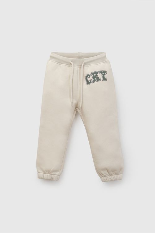 Pantalón Buzo Infantil Beige de Algodón y Poliéster para Niño