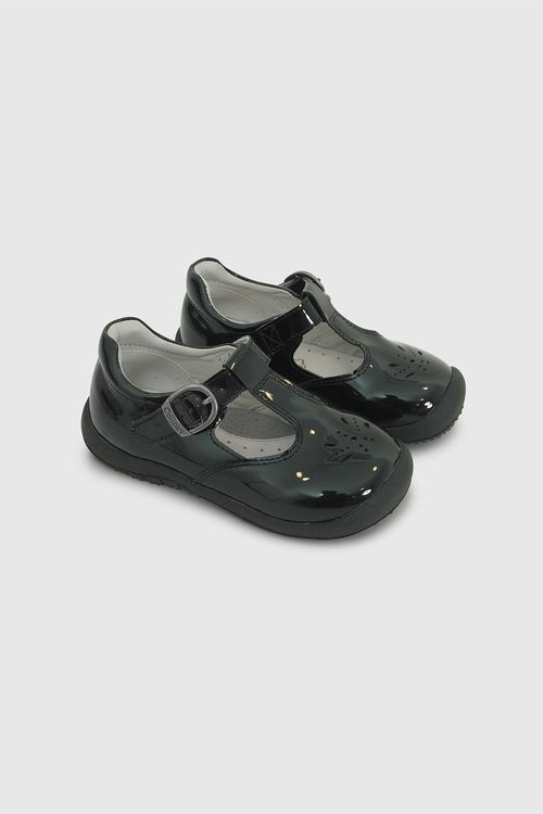 Zapato de Niña Negro de Sintético con Hebilla y Suela TR