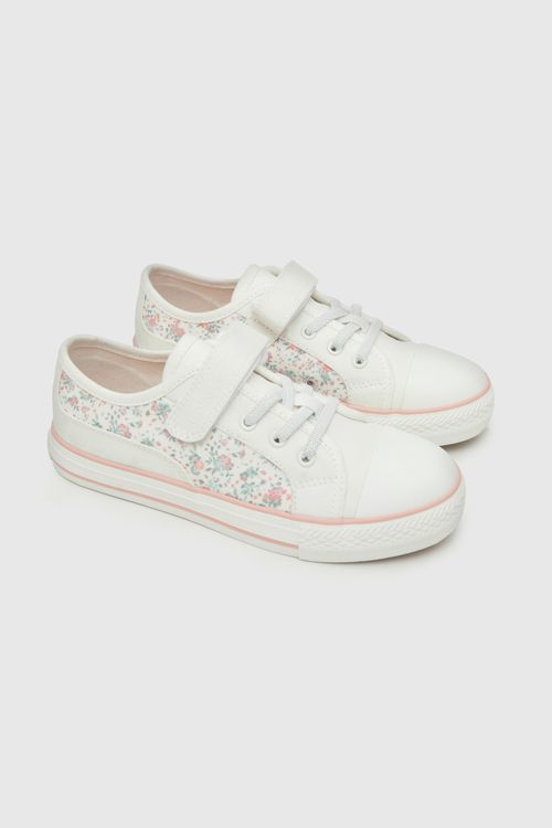 Zapatilla Blanca urbana de Niña caminante velcro y cordón