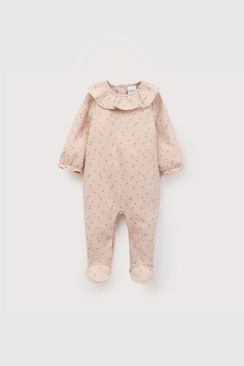 Enterizo Cuello de Niña Bebé Rosado con Broches de Acero Inoxidable