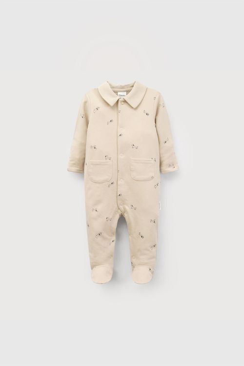 Enterizo Cuello Beige para Bebé con Broches de Acero Inoxidable