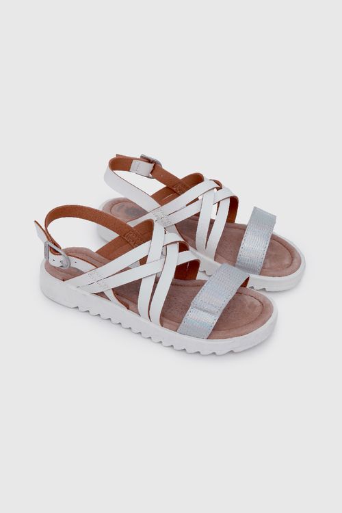 Sandalia de Niña de Vestir Blanca con Hebilla