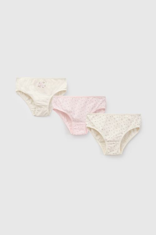 Pack x 3 Calzón Flores Niña Beige con Cintura Elasticada