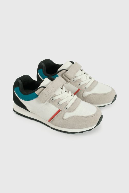 Zapatilla Lifestyle de Niño Beige Caña Baja Velcro y Cordón