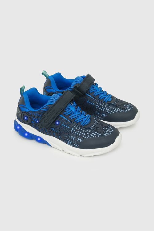 Zapatilla Azul de Niño con Luces y Velcro
