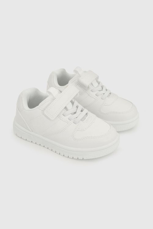 Zapatilla Lifestyle Blanca Unisex de Sintético y Textil con Velcro y Cordón Elástico