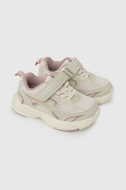 Zapatilla Lifestyle Blanca de Niña con Velcro y Cordón Elástico