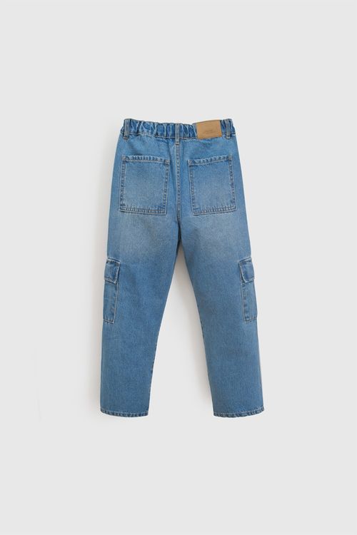 Jean Niño Celeste de Algodón con Cintura Ajustable
