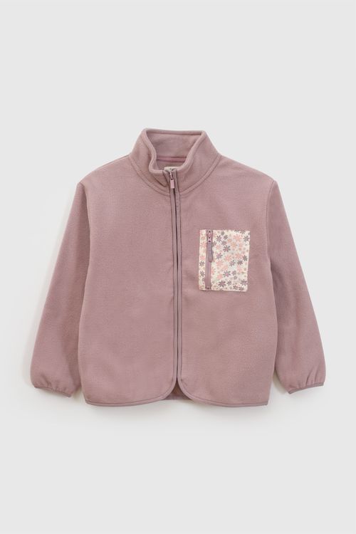 Polerón Polar Bicolor Morado con Flores para Niña de 3 a 4 años