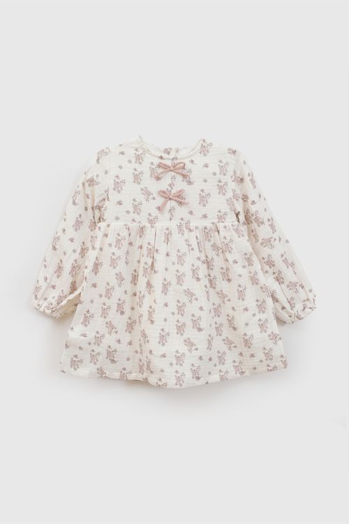 Vestido Infantil Multicolor de Algodón para Niña con Estampado de Flores