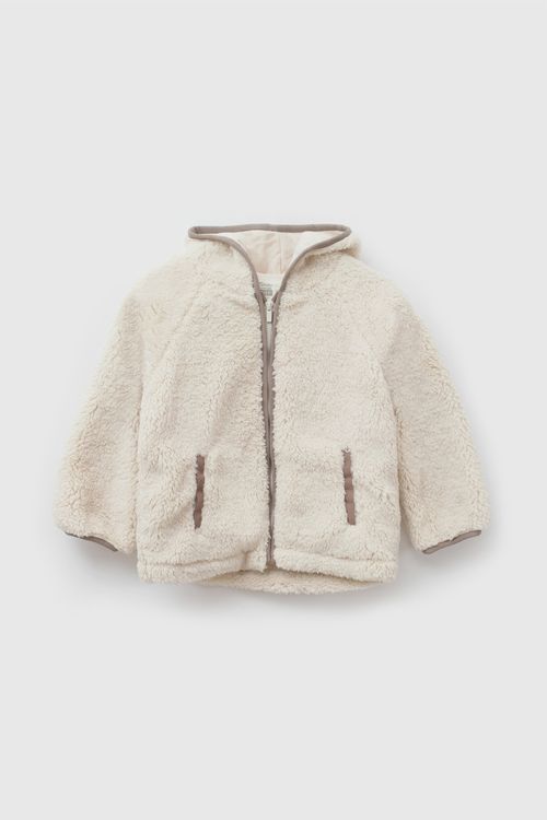 Polerón Polar Beige Niño con Gorro y Piping