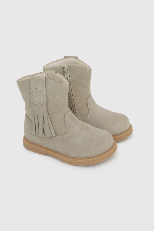 Bota Beige de Cuero y Sintético para Niña