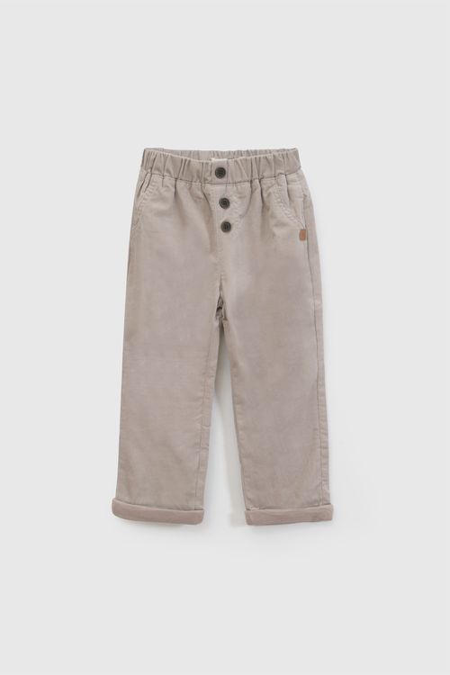 Pantalón Infantil de Niño Café de Algodón con Botones y Cintura Ajustable