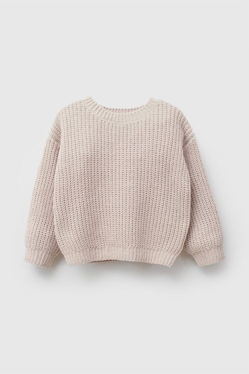 Sweater Infantil de Niña Beige de Chenille 100% Poliéster